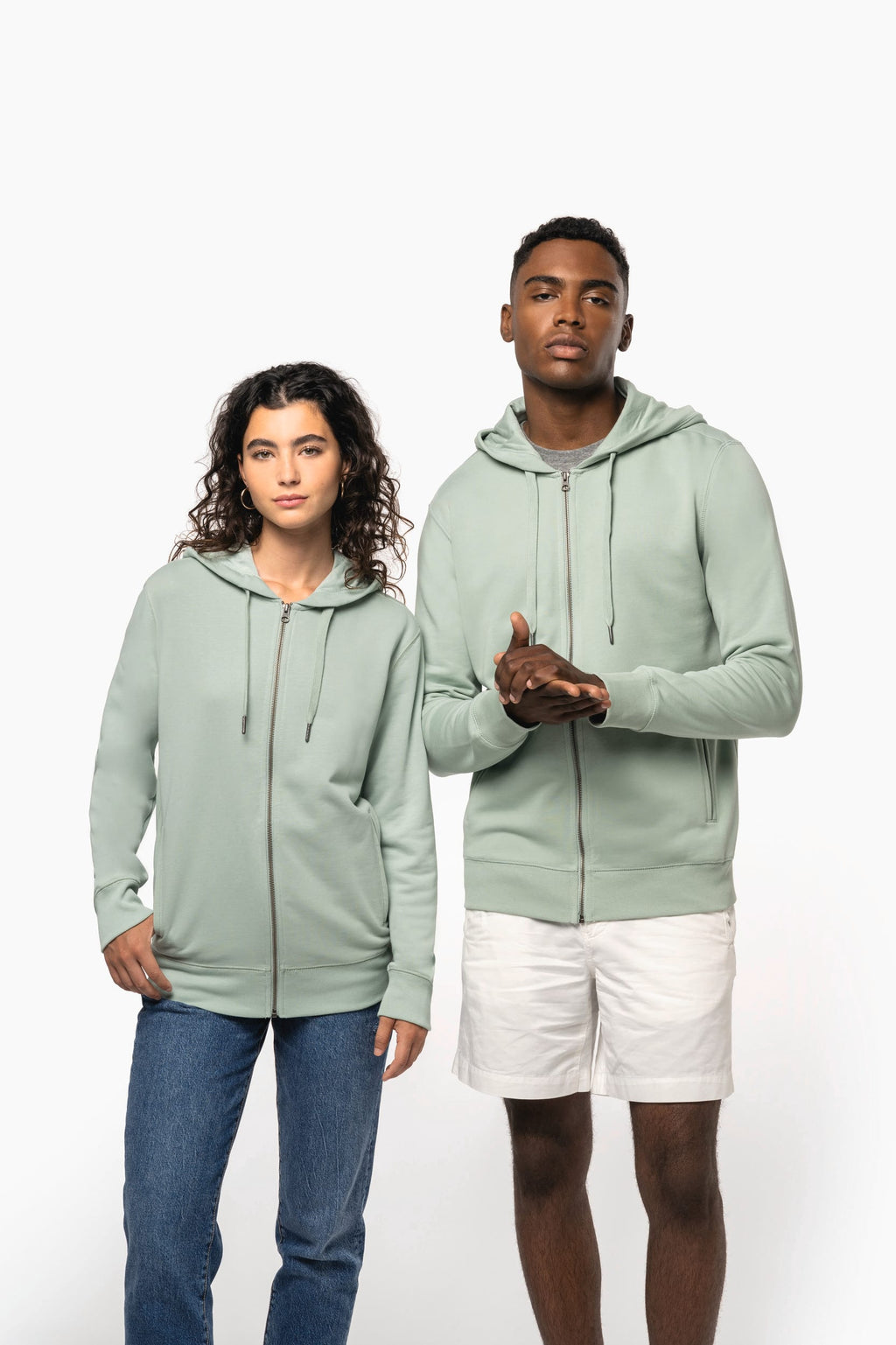 Sweatshirt com fecho e capuz sustentável unissexo - Preto