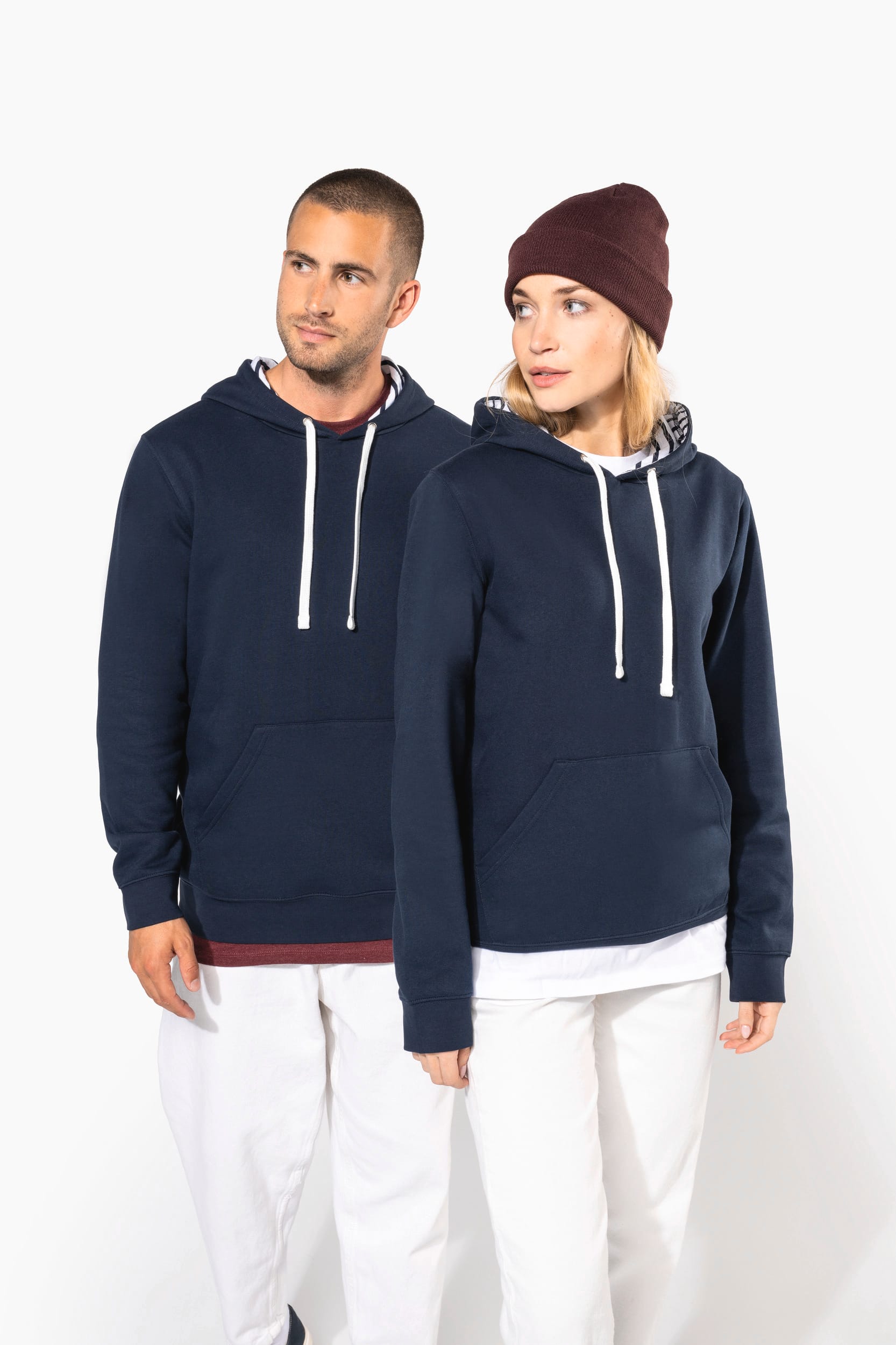 Sweatshirt com capuz em contraste estampado unissexo - Preto / Mexican skull