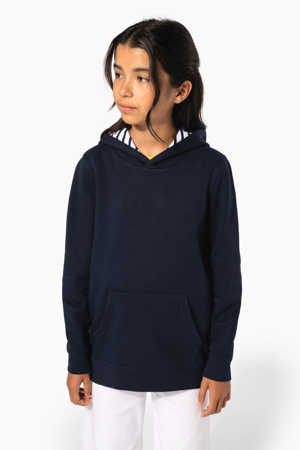 Sweatshirt com capuz em contraste estampado de criança