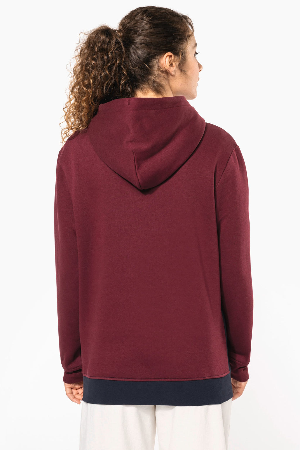 Sweatshirt tricolor com capuz unissexo