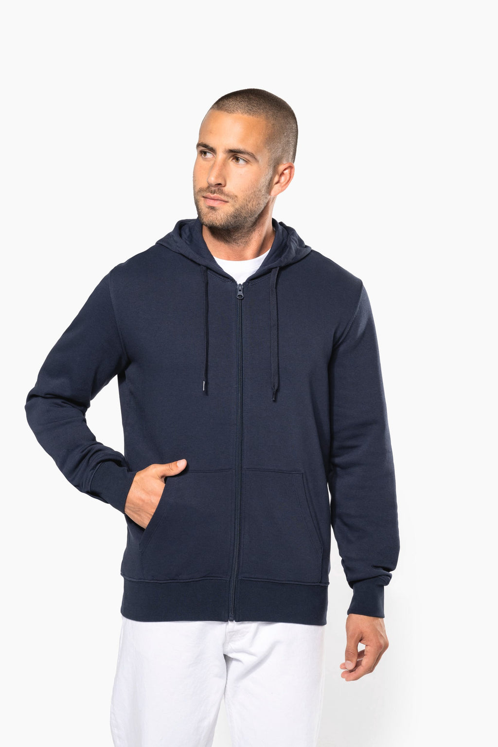 Sweatshirt sustentável com capuz e fecho de homem