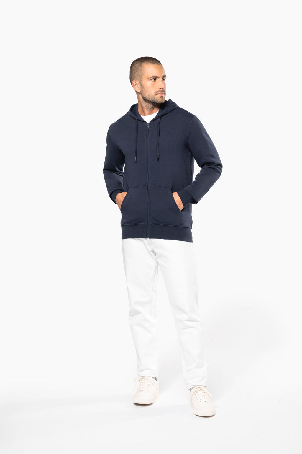 Sweatshirt sustentável com capuz e fecho de homem