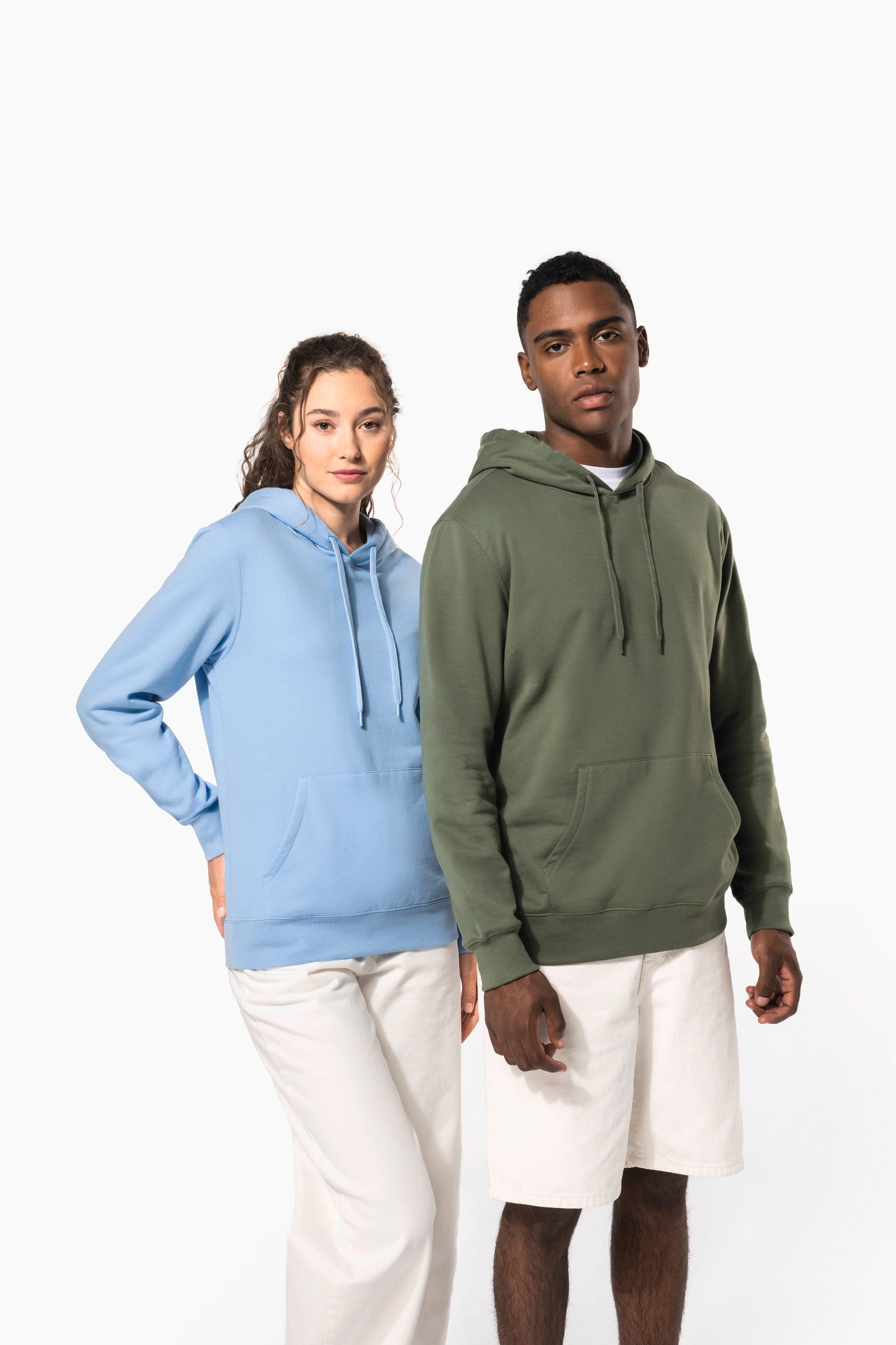 Sweatshirt reciclada com capuz unissexo - Cinza claro mesclado