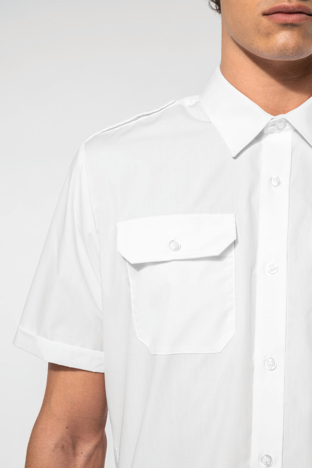 Camisa piloto de homem de manga curta