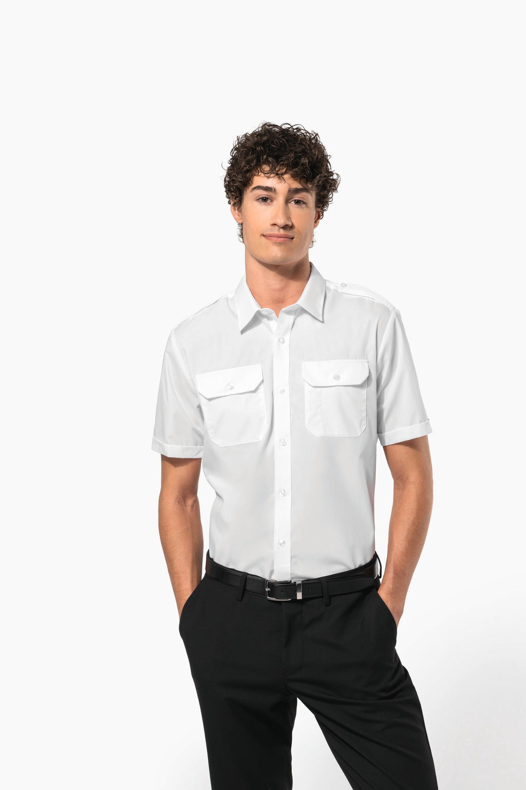 Camisa piloto de homem de manga curta