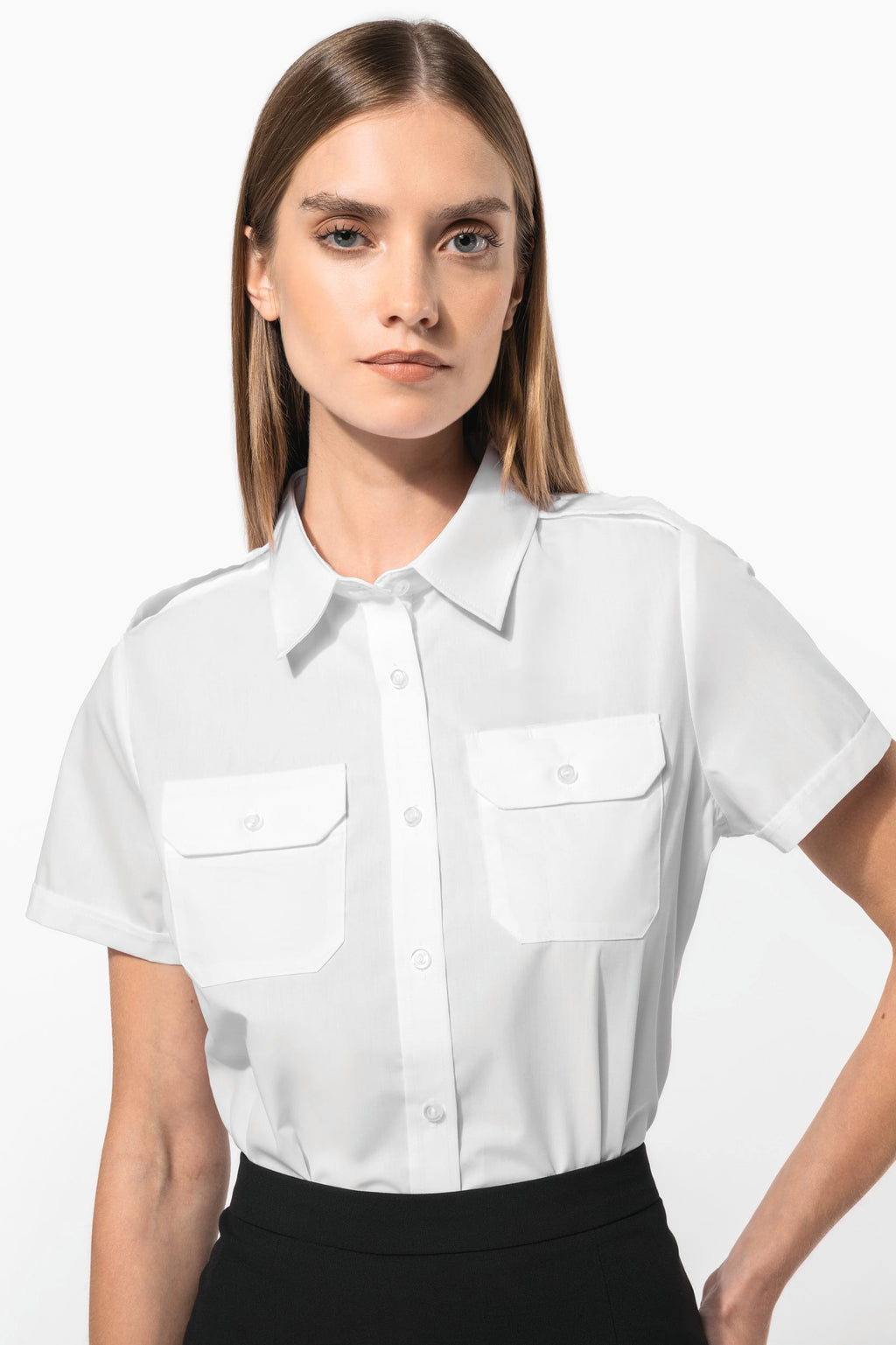 Camisa piloto de senhora de manga curta