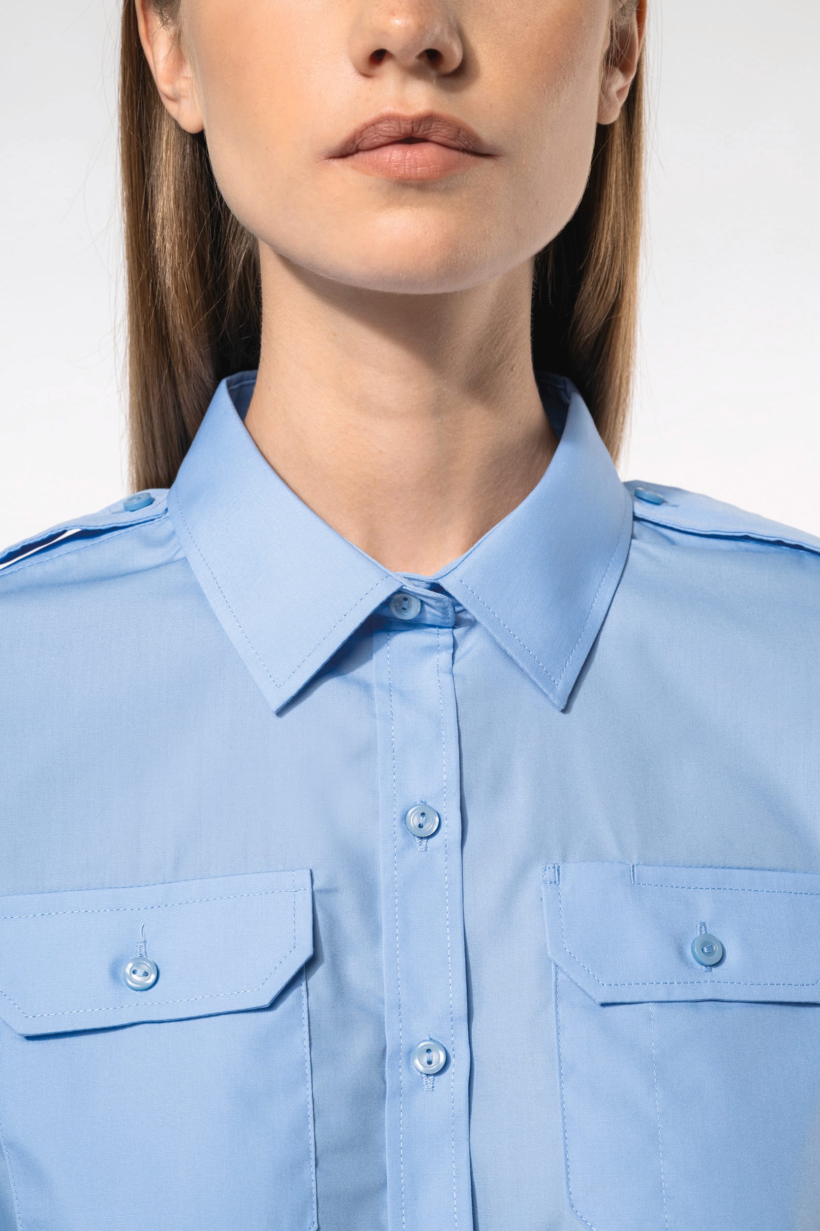 Camisa piloto de senhora de manga comprida