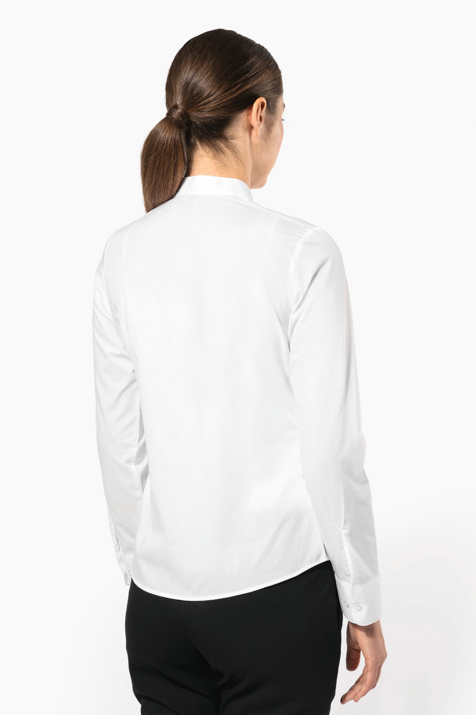 Camisa de senhora com gola à padre manga comprida