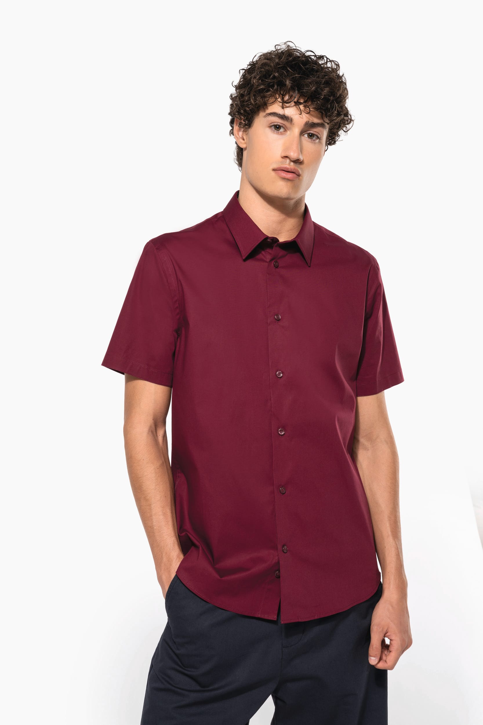 Camisa de manga curta com Stretch - Preto