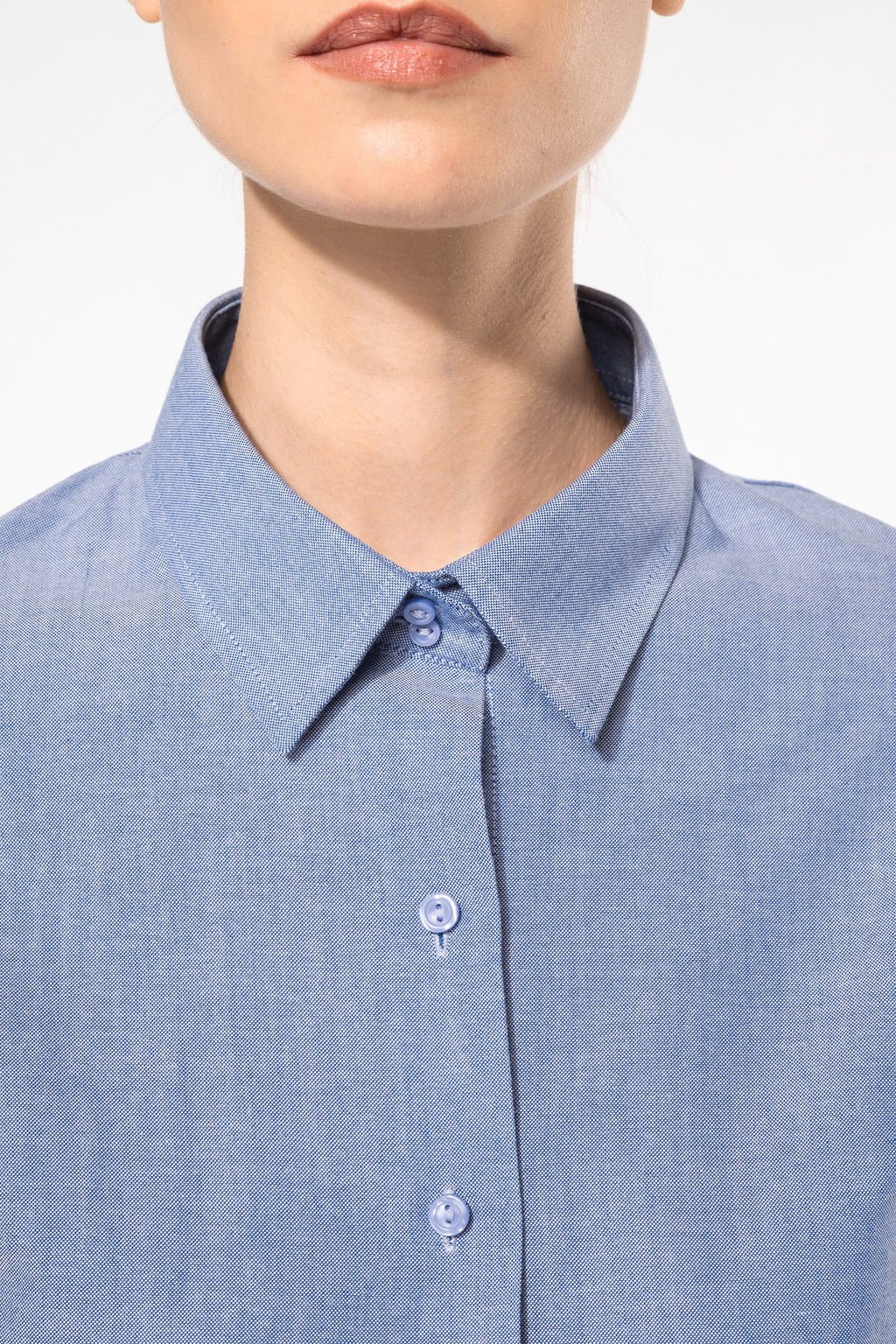 Camisa de senhora manga comprida em Oxford de tratamento fácil