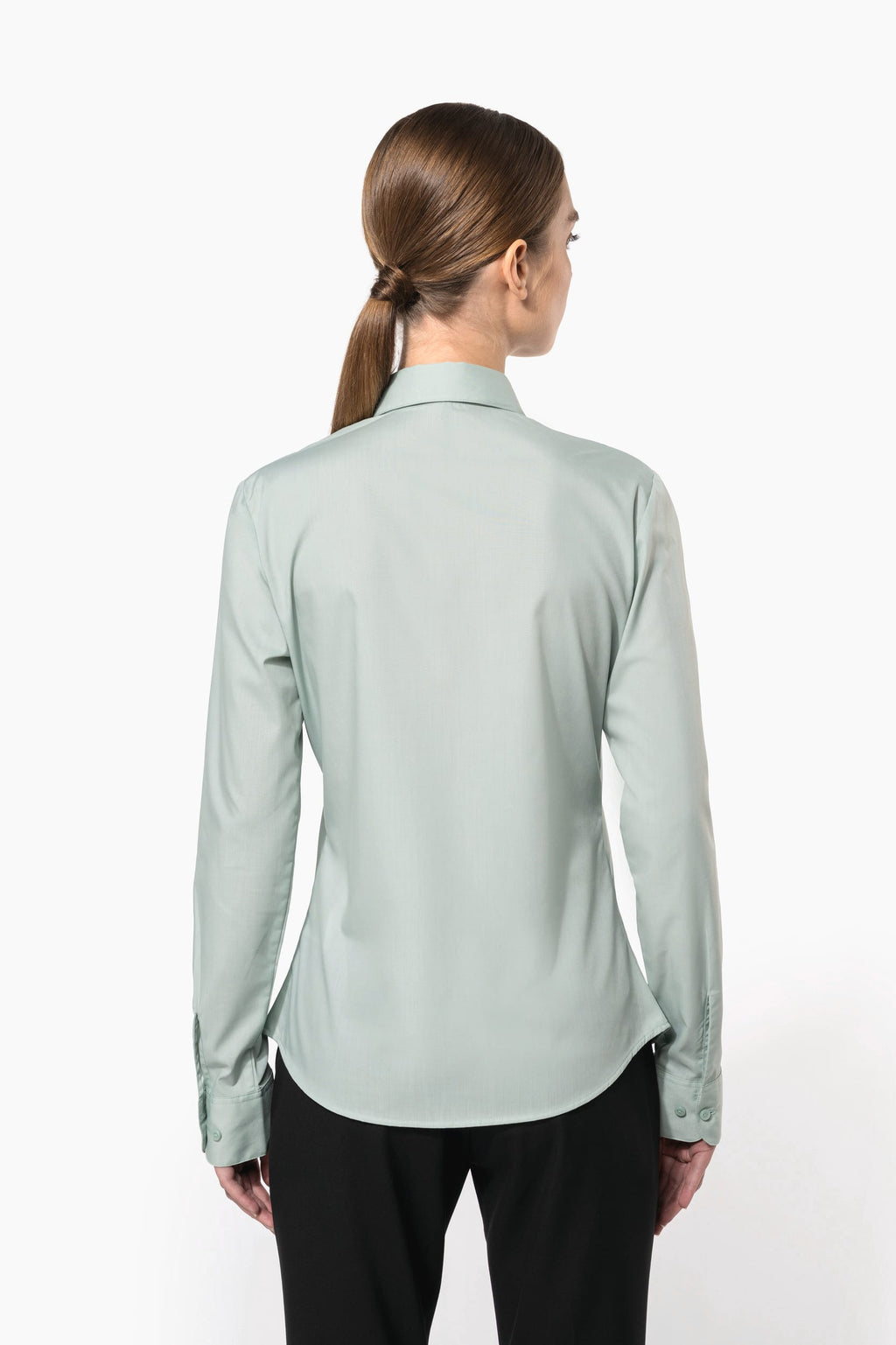 Camisa popeline poliéster / algodão de tratamento fácil de senhora