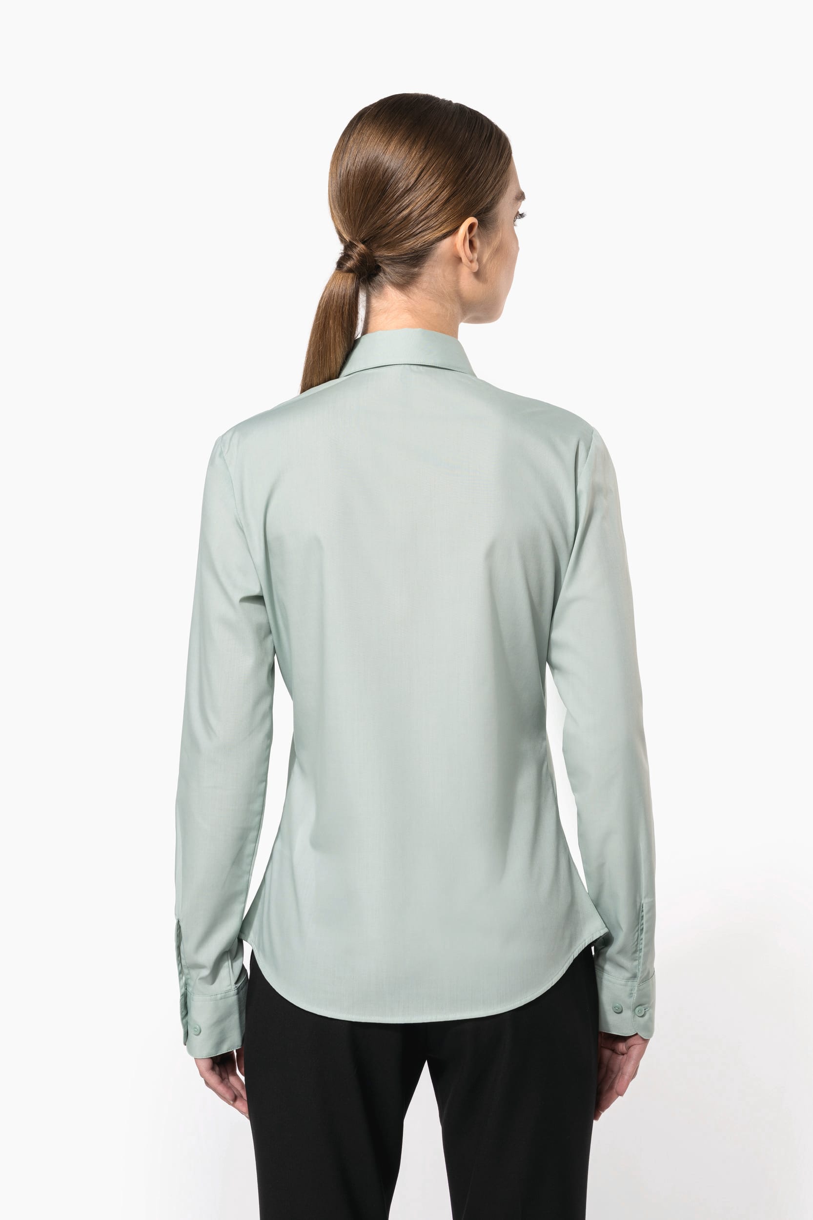 Camisa popeline poliéster / algodão de tratamento fácil de senhora