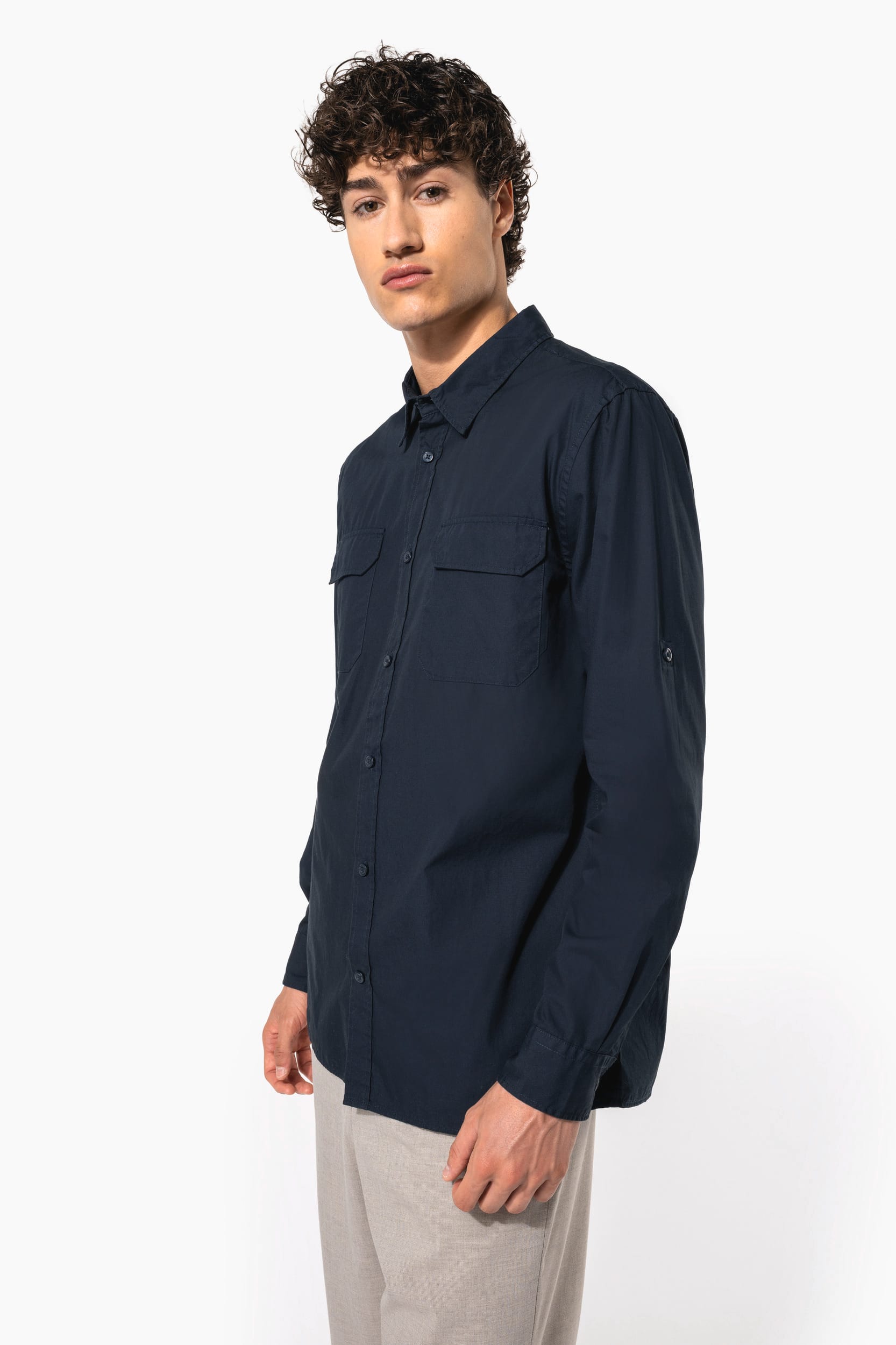 Camisa Safari de manga comprida - Bege