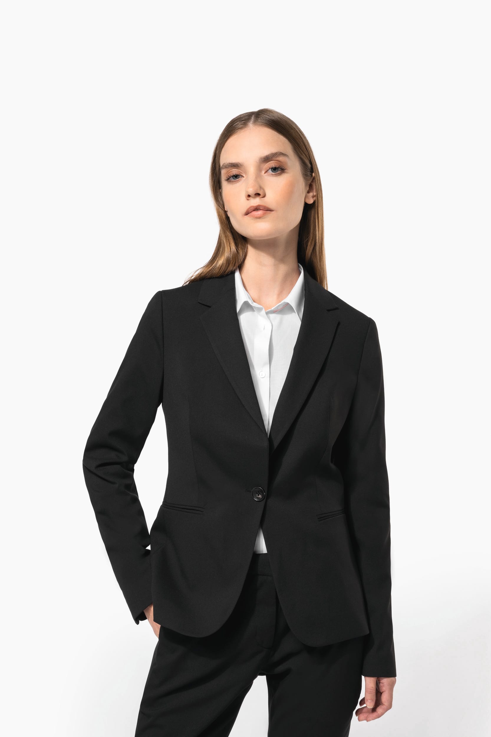 Blazer de Senhora em Viscose e Poliéster - Antracite mesclado