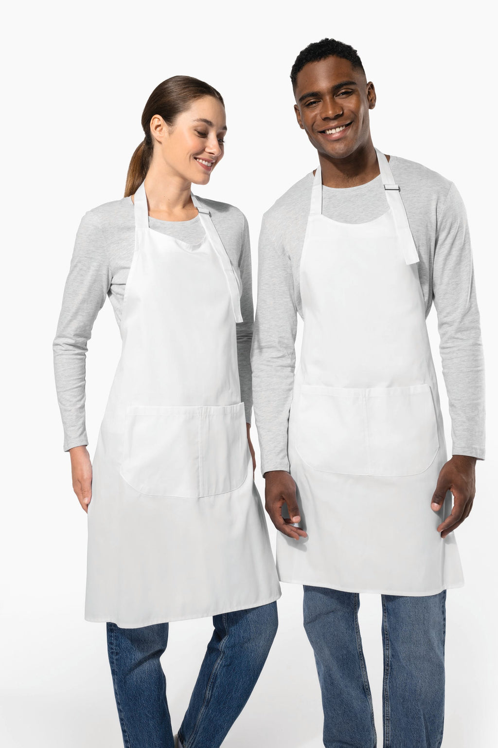 Avental poliéster/algodão lavável a alta temperatura - Preto