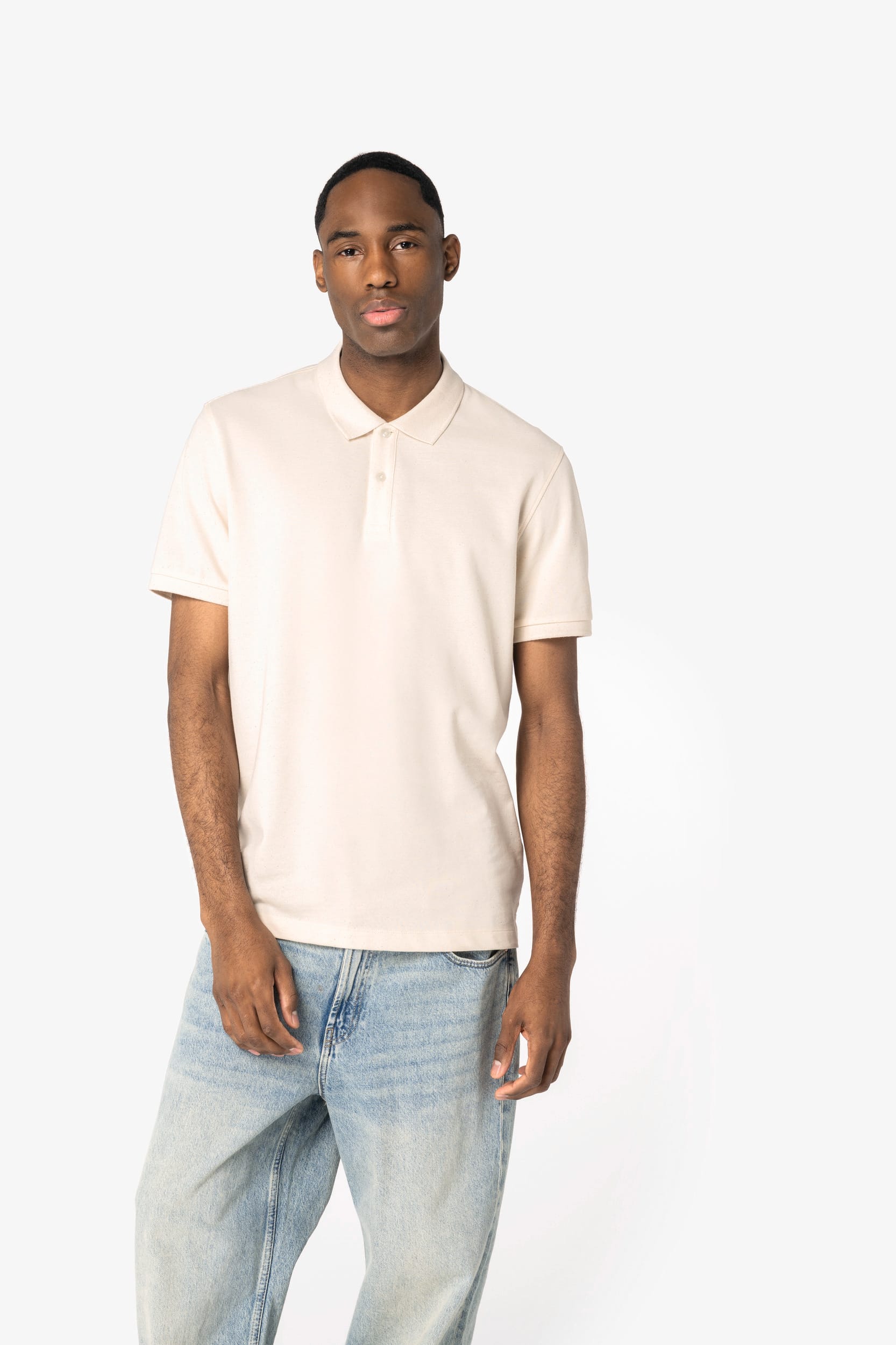 Polo sustentável em malha piqué de homem - Cinzento lua mesclado