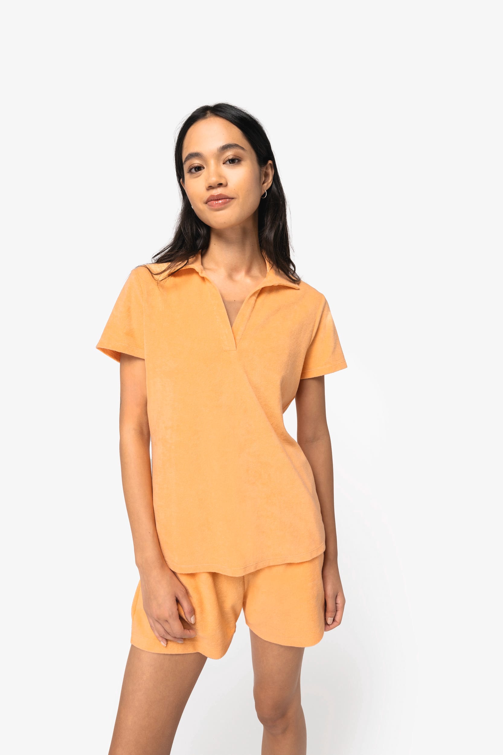 Polo sustentável em malha turca de senhora