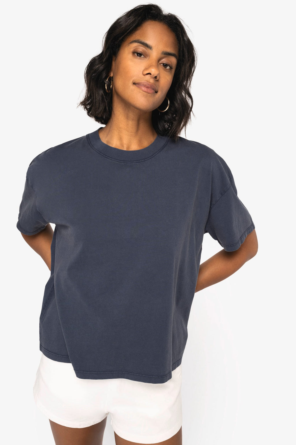 T-shirt sustentável aspecto lavado oversize de senhora