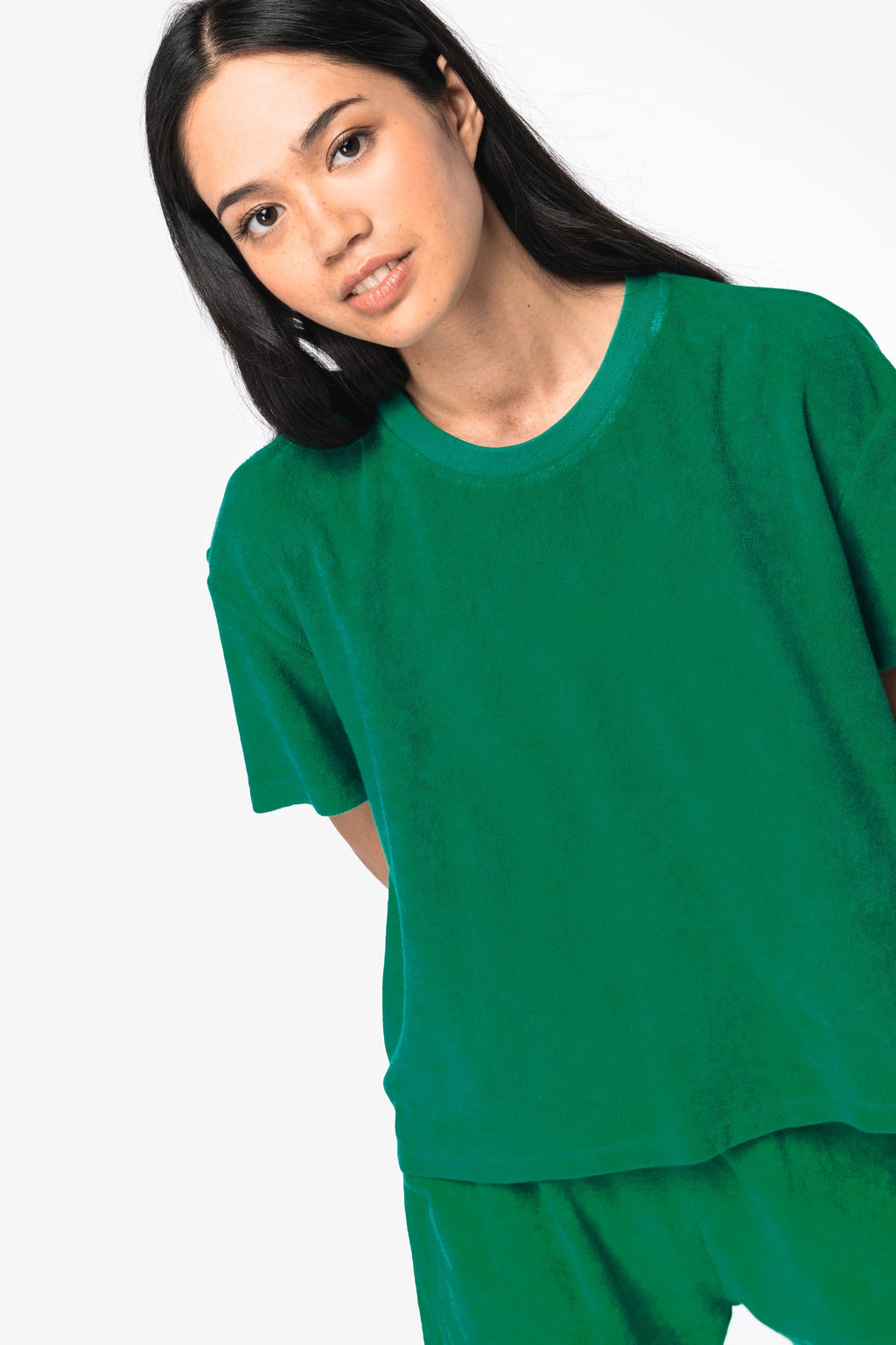 T-shirt sustentável em malha turca de senhora - Damasco