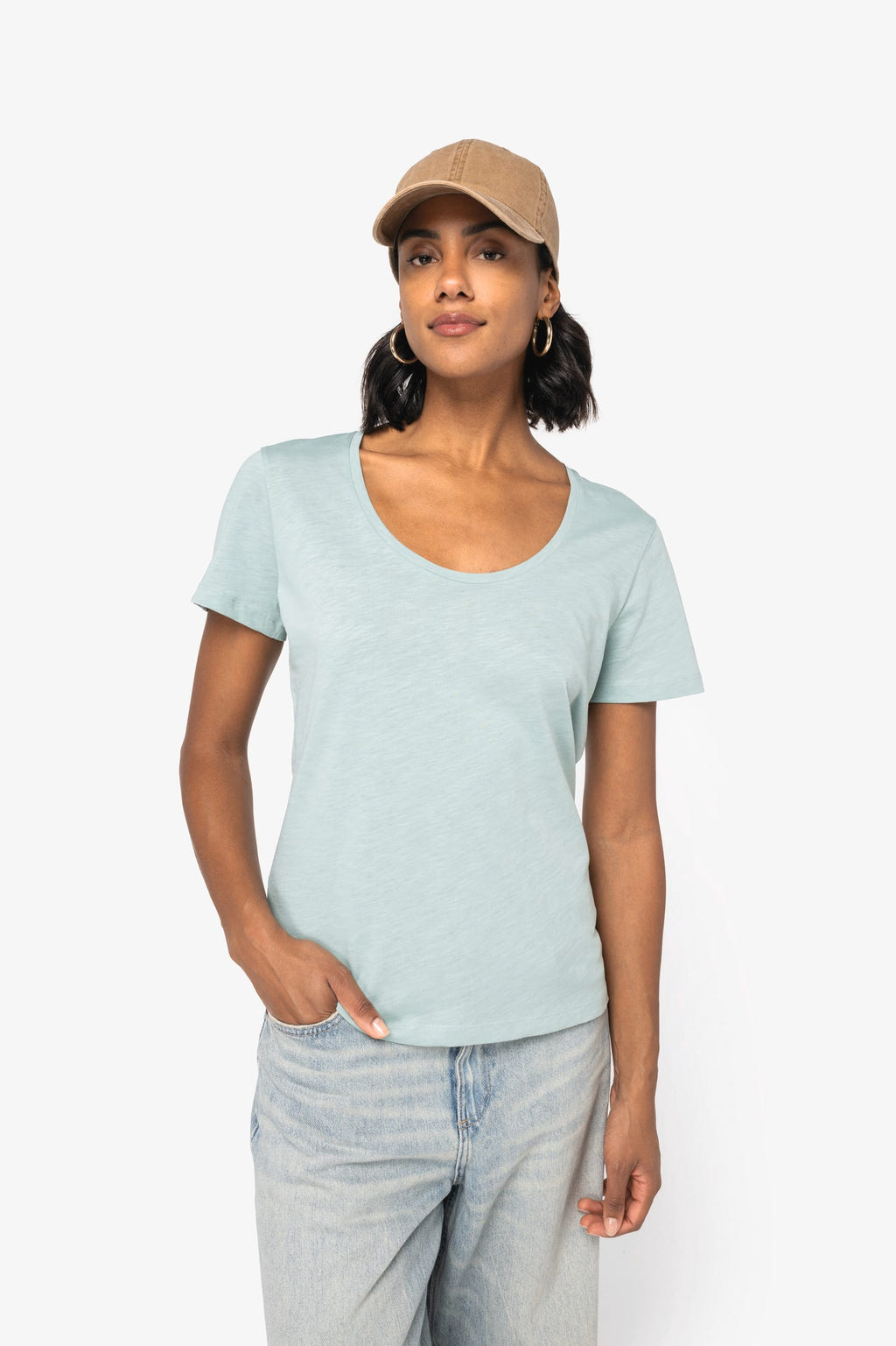 T-shirt sustentável slub de senhora - Preto
