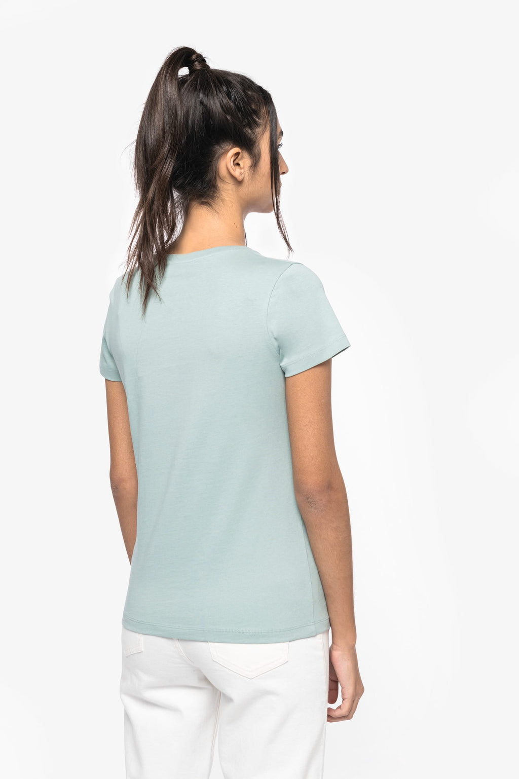 T-shirt sustentável decote V de senhora