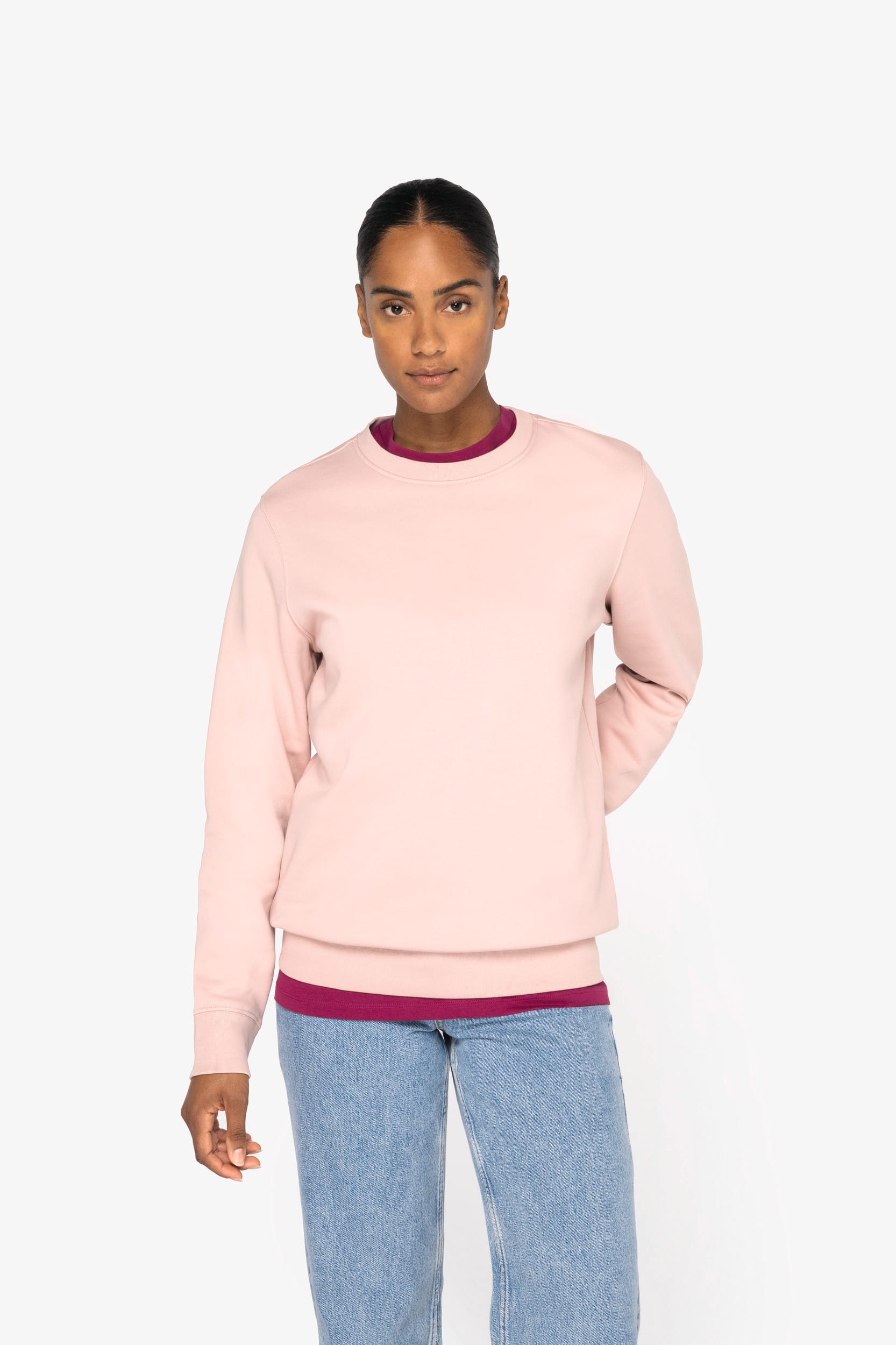 Sweatshirt sustentável decote redondo unissexo