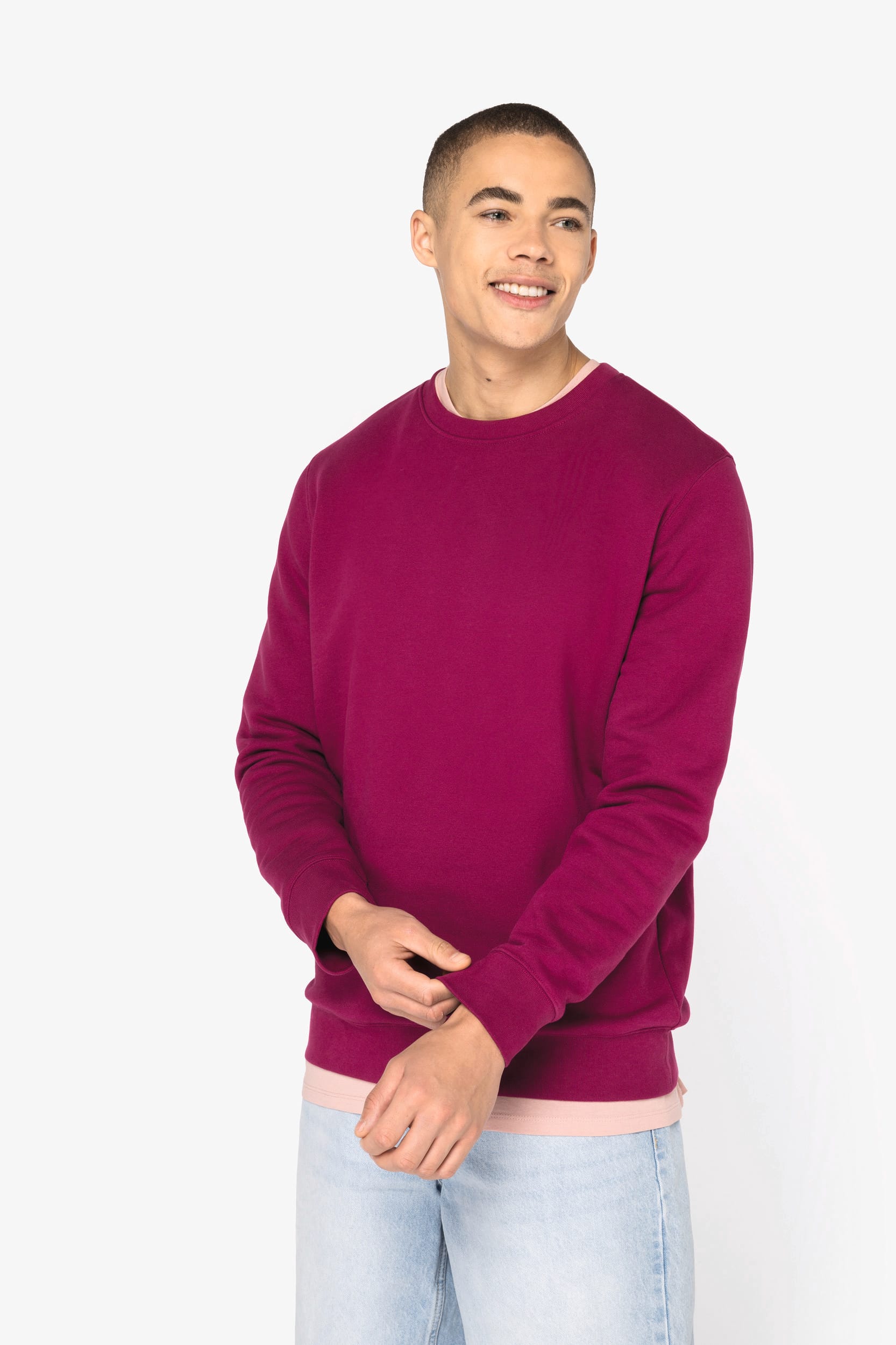 Sweatshirt sustentável decote redondo unissexo