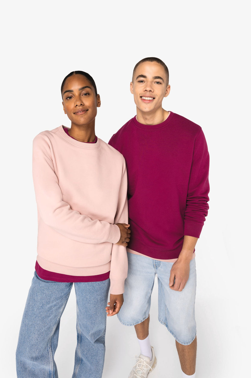 Sweatshirt sustentável decote redondo unissexo - Cinzento lua mesclado