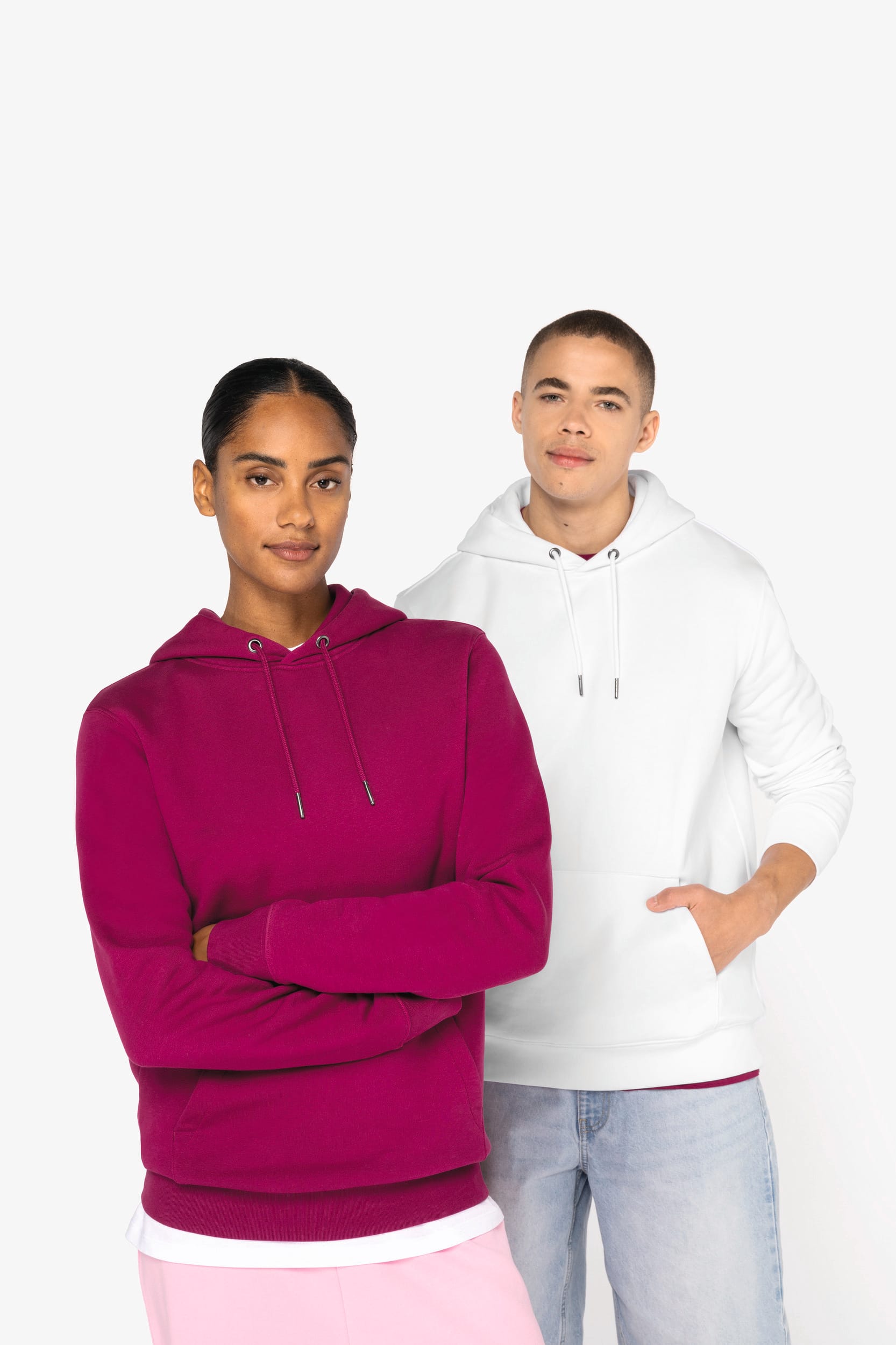 Sweatshirt sustentável com capuz unissexo - Cinzento lua mesclado