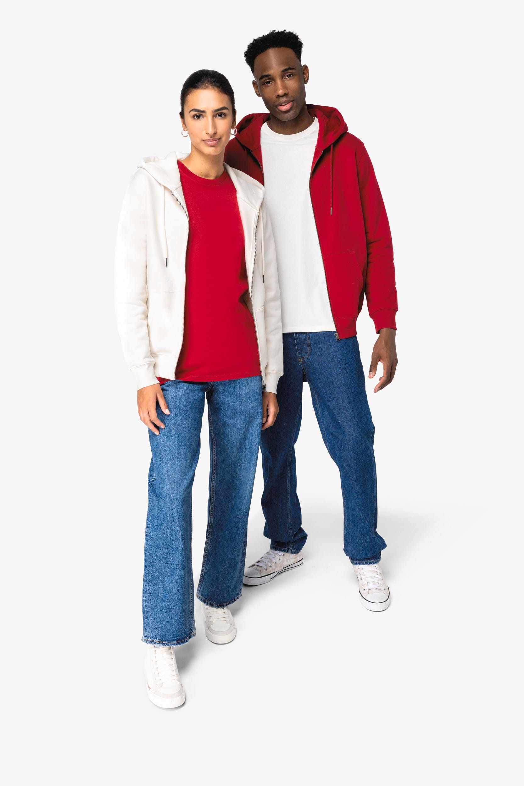 Sweatshirt sustentável com fecho e capuz unissexo