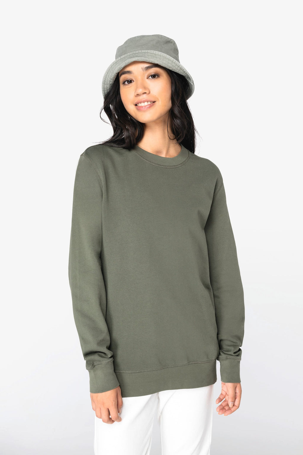 Sweatshirt sustentável decote redondo French Terry unissexo