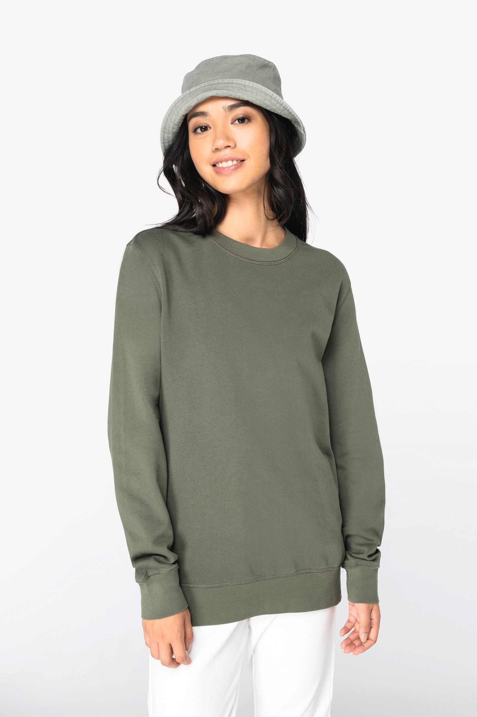 Sweatshirt sustentável decote redondo French Terry unissexo