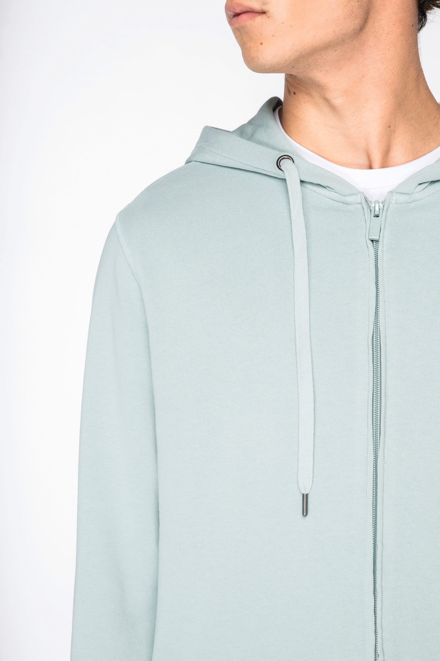 Sweatshirt sustentável com fecho e capuz French Terry unissexo
