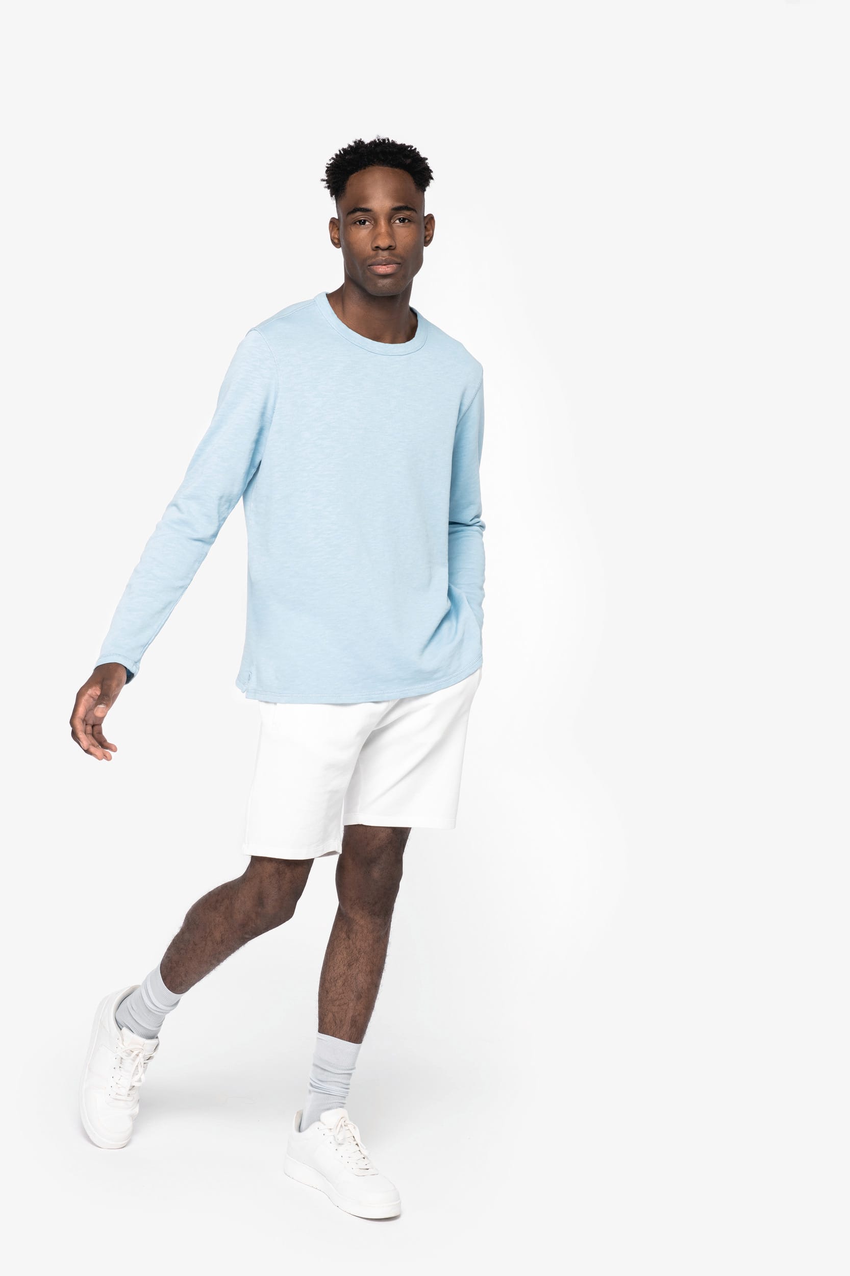 Sweatshirt sustentável decote redondo com aspecto lavado French Terry unissexo