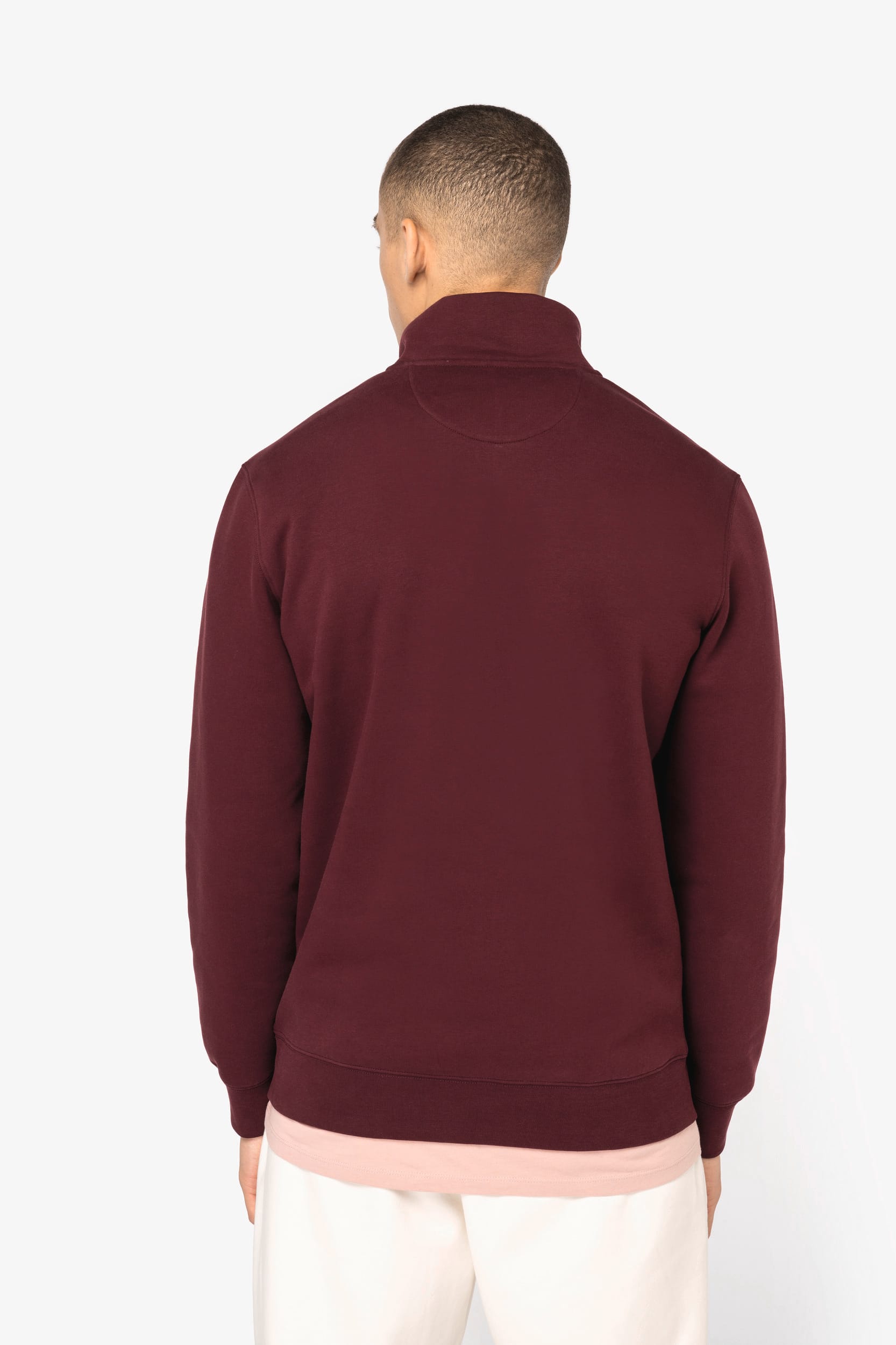 Sweatshirt sustentável gola subida 1/2 fecho de homem