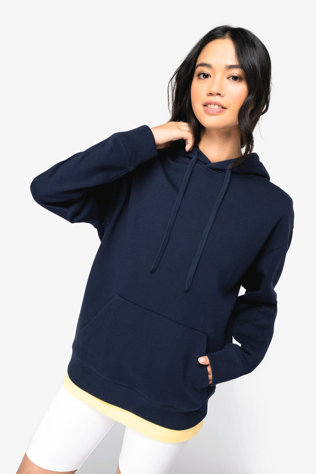 Sweatshirt sustentável com capuz e ombros descaídos French Terry unissexo