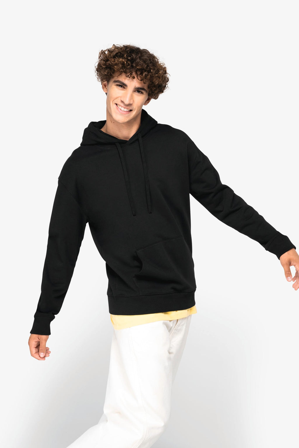 Sweatshirt sustentável com capuz e ombros descaídos French Terry unissexo
