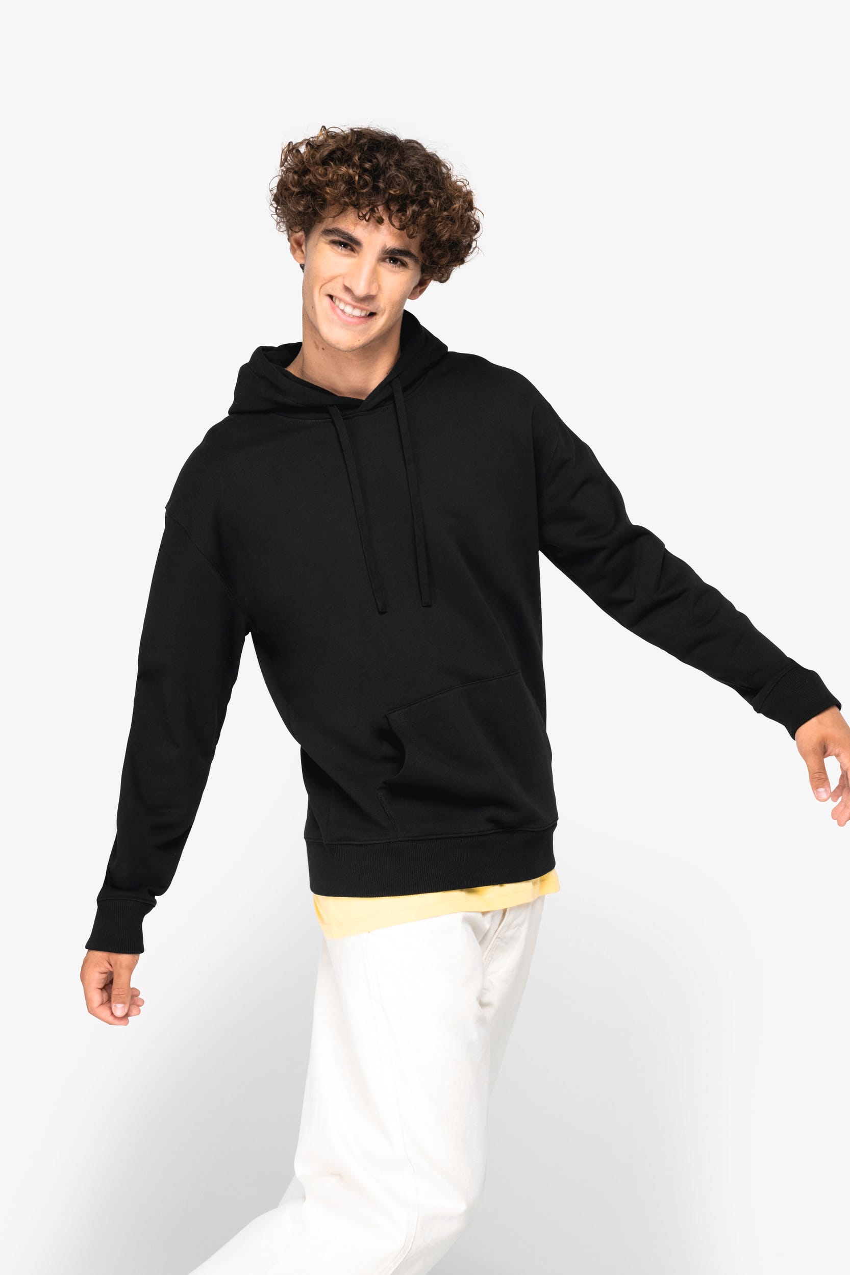Sweatshirt sustentável com capuz e ombros descaídos French Terry unissexo