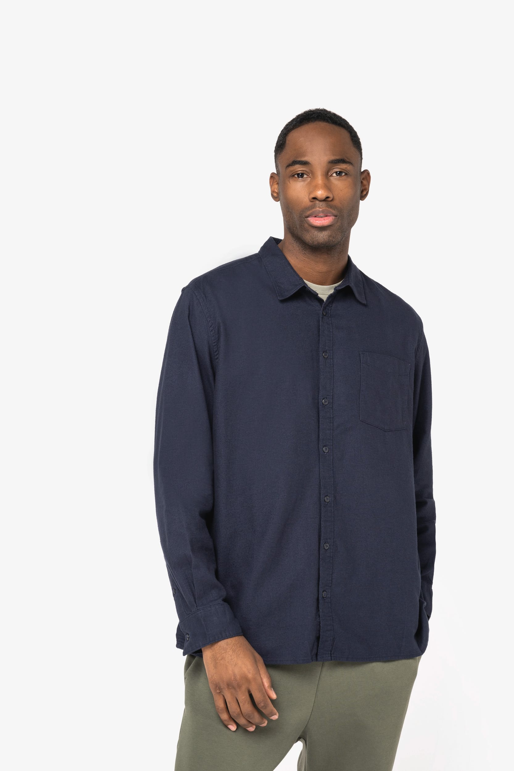 Camisa sustentável em flanela de homem - Preto