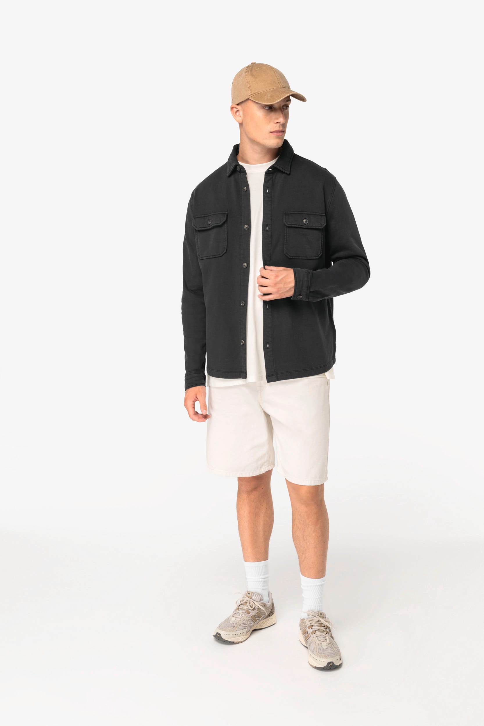Sobrecamisa cardada sustentável com aspecto lavado de homem