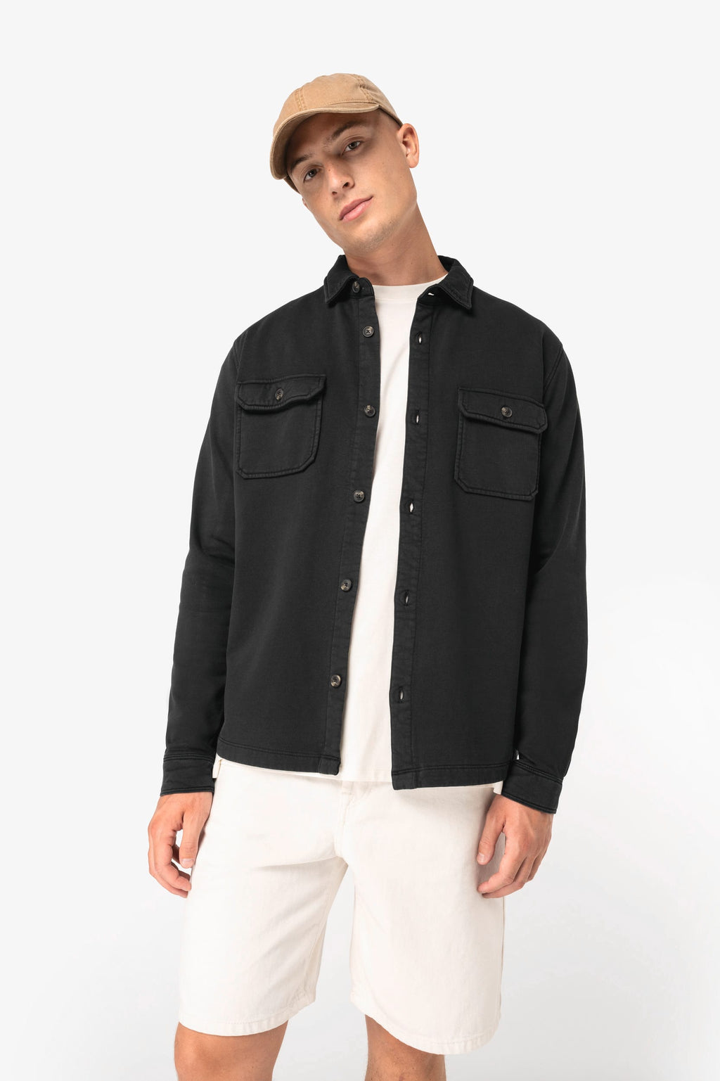Sobrecamisa cardada sustentável com aspecto lavado de homem