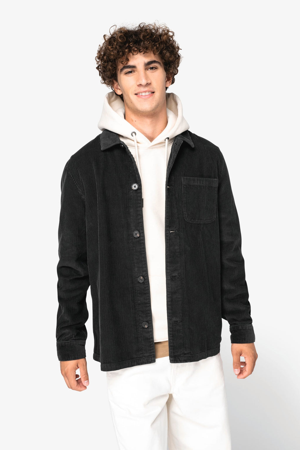 Sobrecamisa sustentável em bombazine homem - Preto lavado