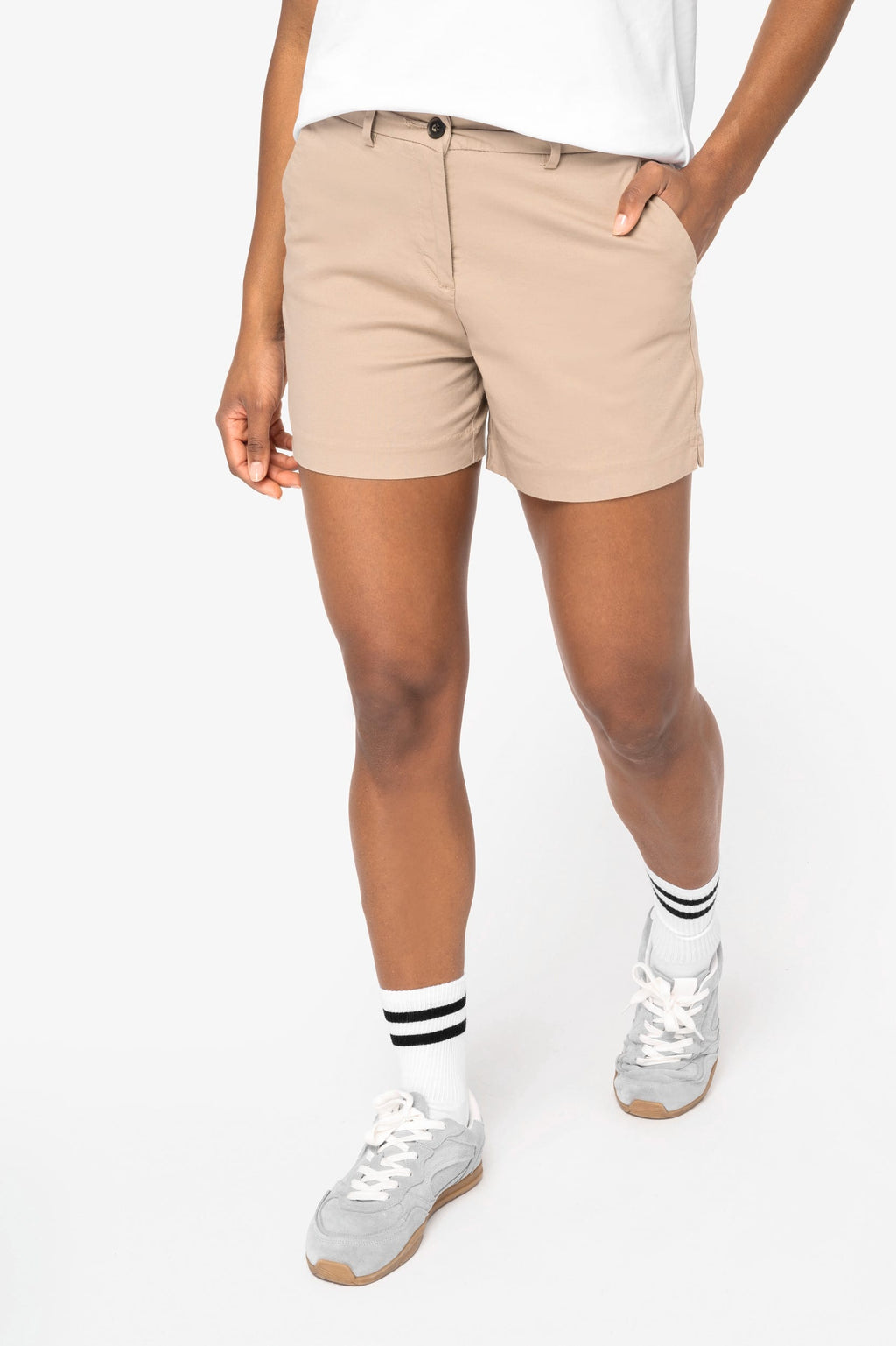 Bermuda chino sustentável de senhora - Verde amêndoa
