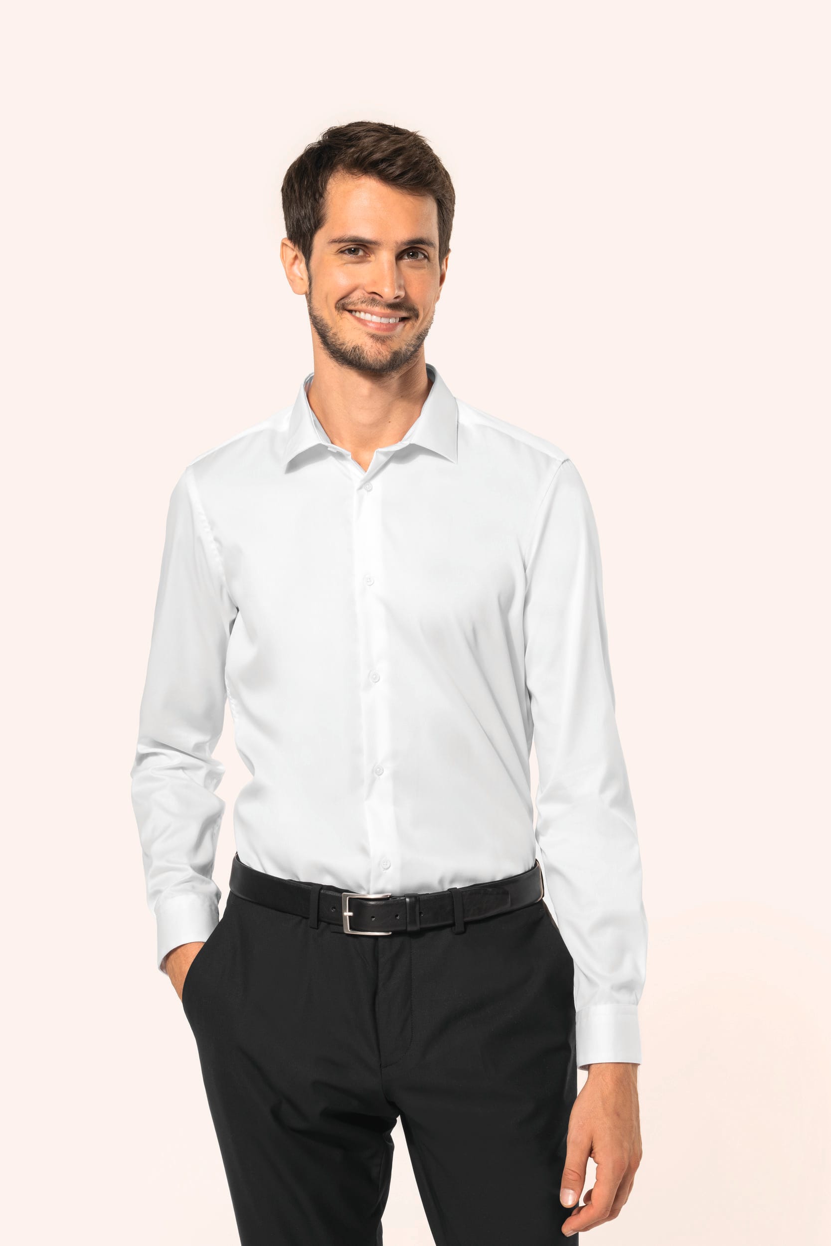 Camisa twill com manga comprida de homem - Azul claro