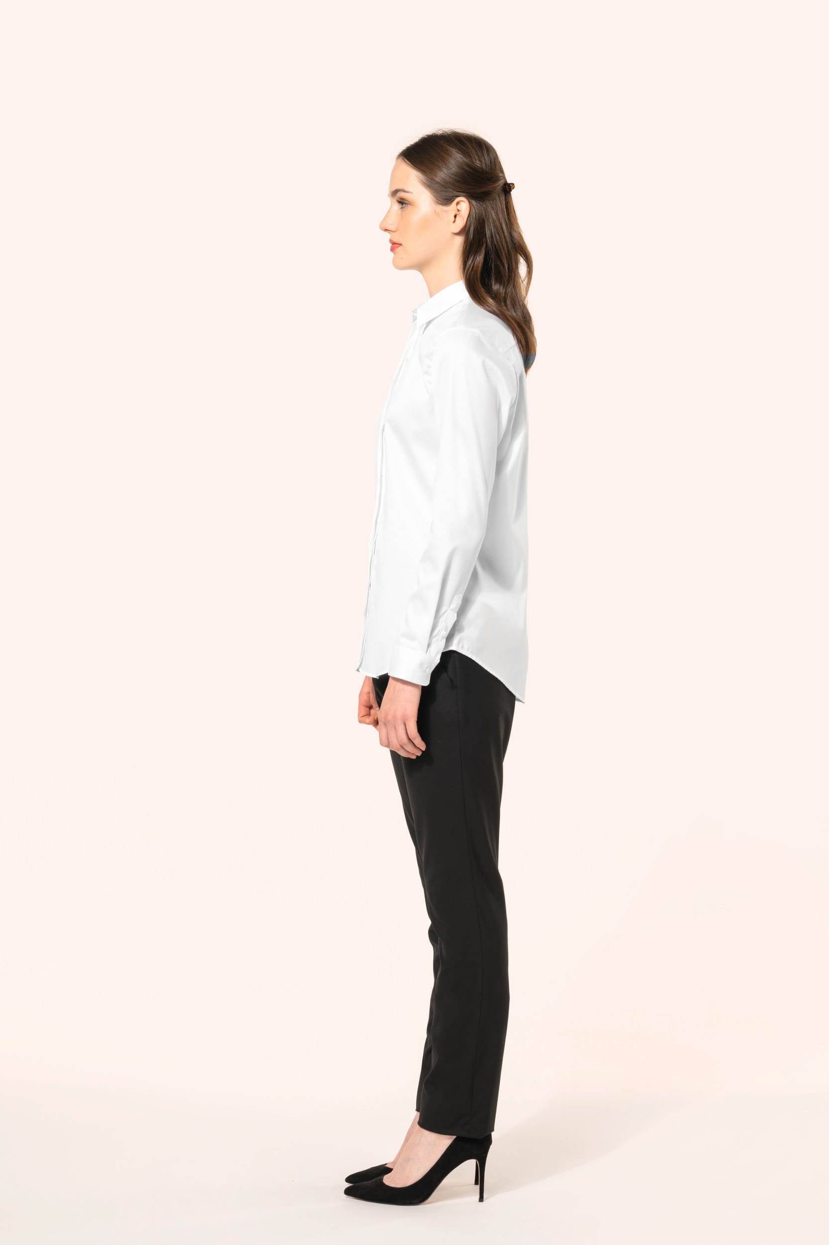 Camisa twill de manga comprida de senhora