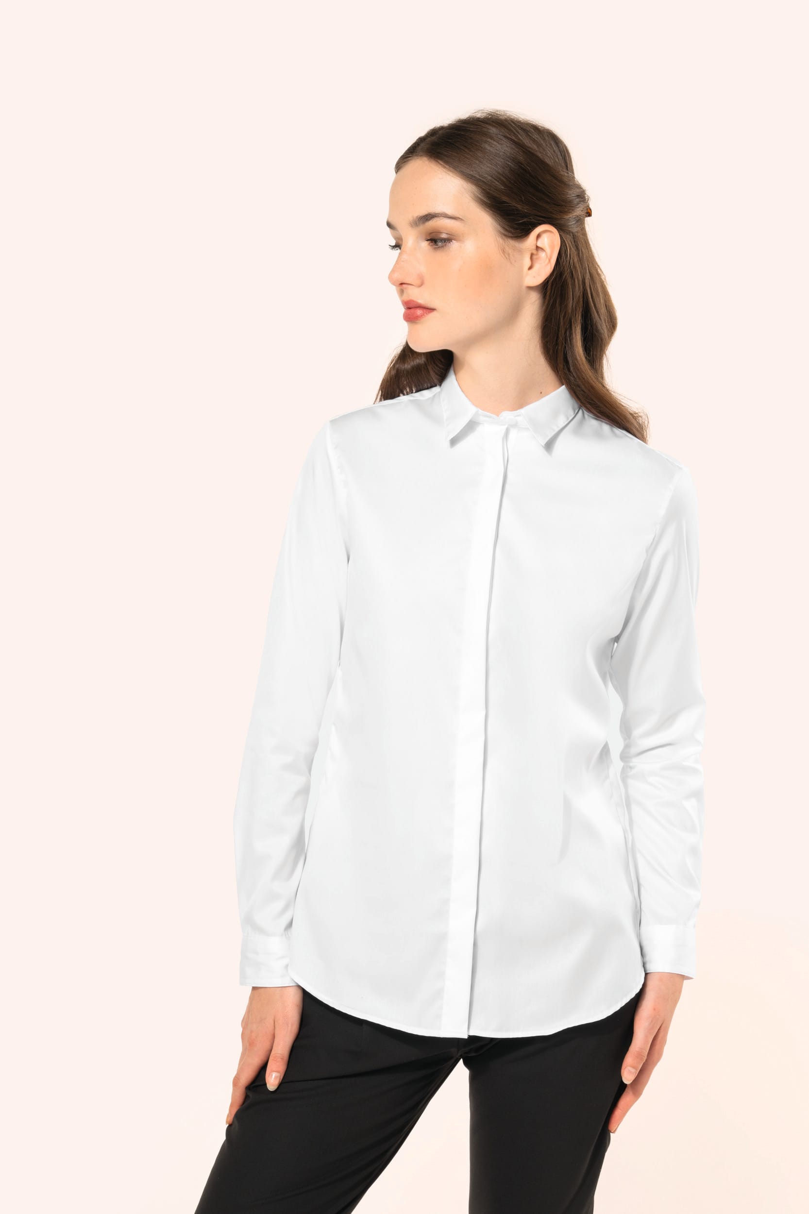 Camisa twill de manga comprida de senhora
