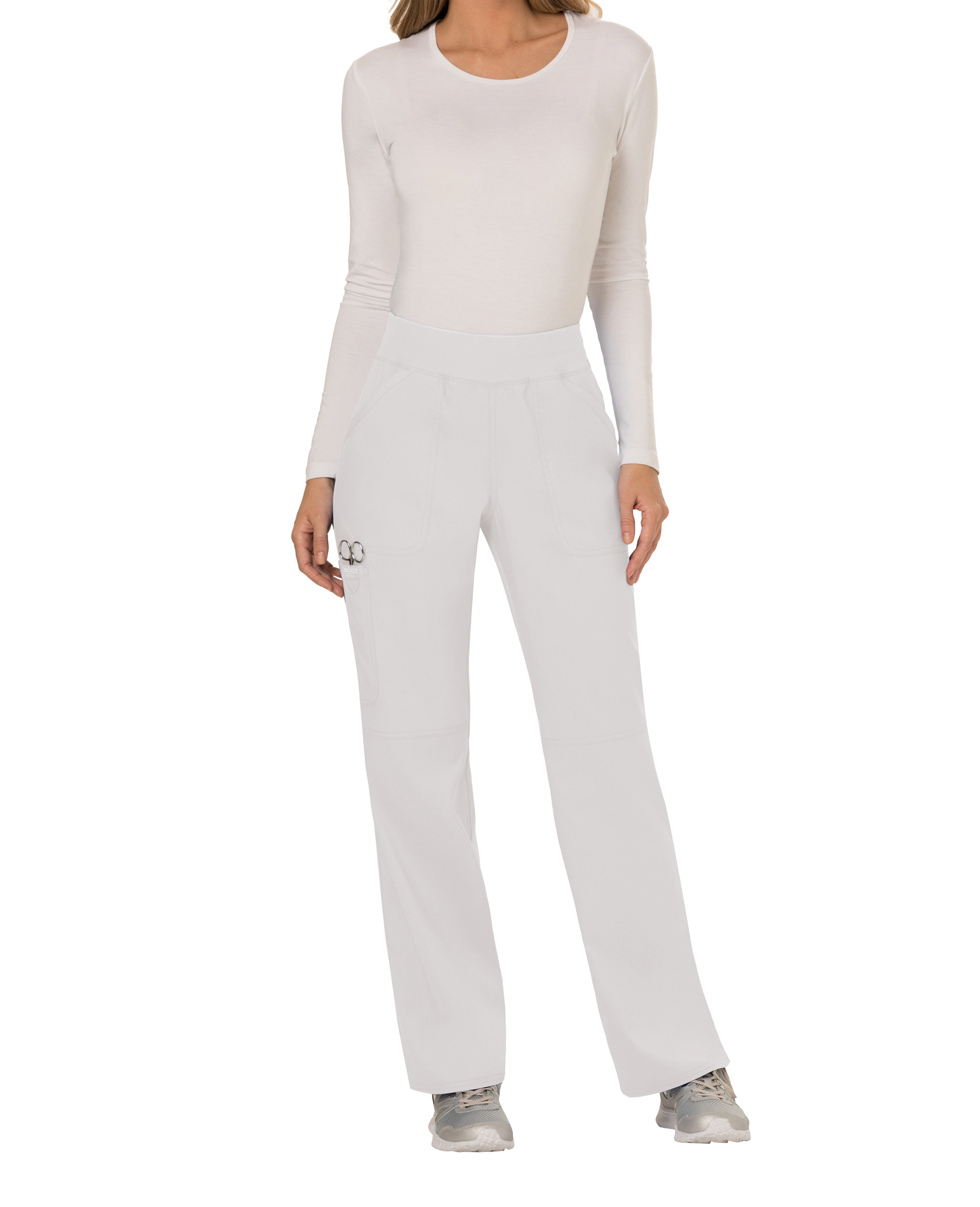 Calças cargo com cintura média de senhora - Branco