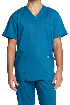Túnica Decote V de Homem em Viscose Stretch - Azul caribenho