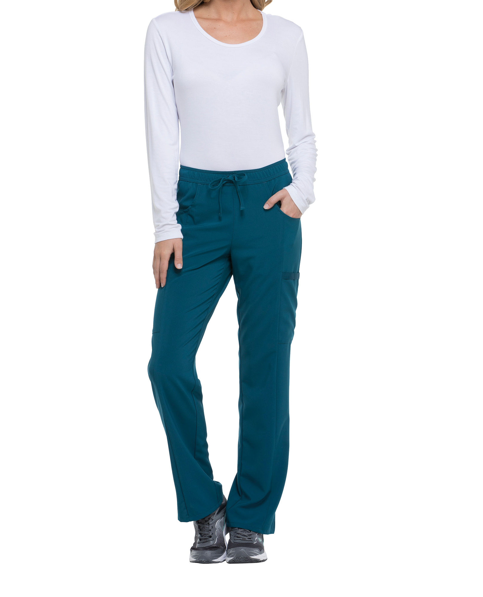 Calças de cintura média com cordão de senhora - Azul caribenho