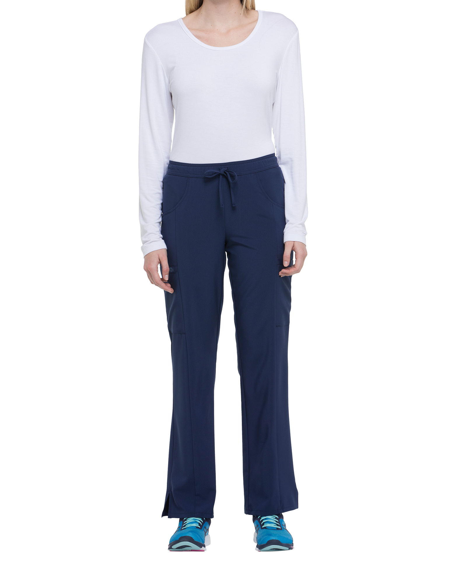 Calças de cintura média com cordão de senhora - Azul marinho